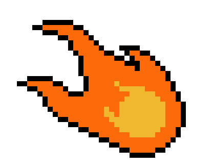 Eine Pixelillustration von einem Feuerball.
