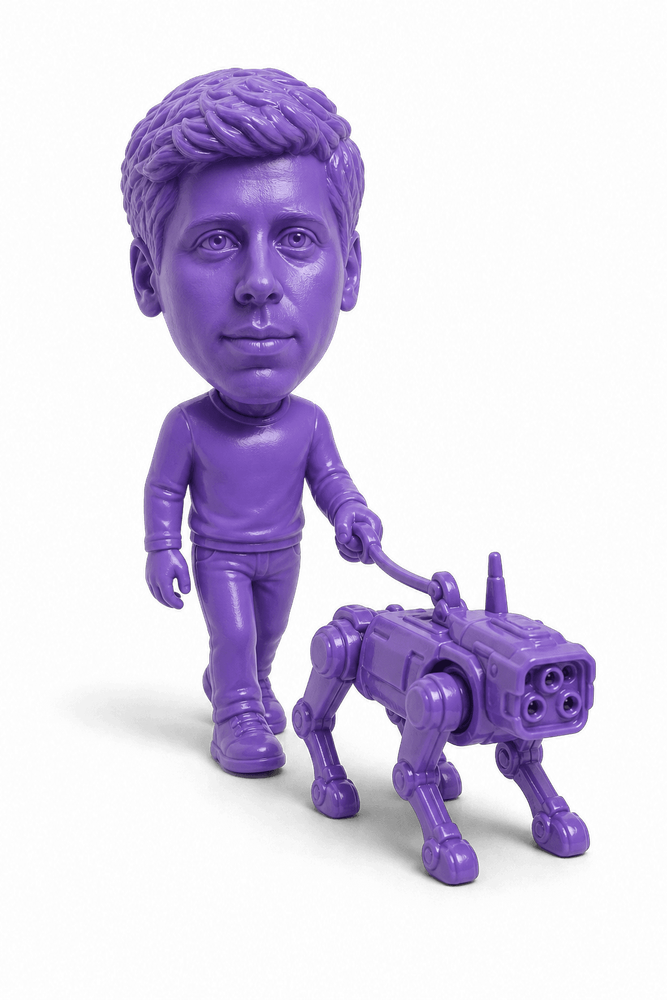 Eine abstrahierte Spielfigur von Sam Altman.