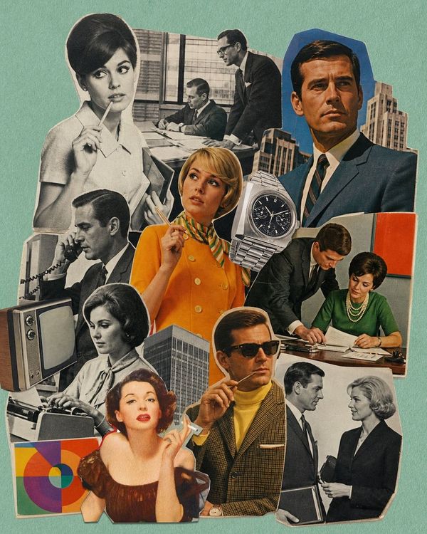 Eine Collage aus verschiedenen Retro-Werbebildern aus den 50ern und 60ern Jahren.
