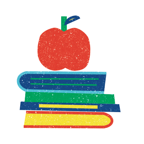 Ein Apfel liegt auf einem Stapel Bücher