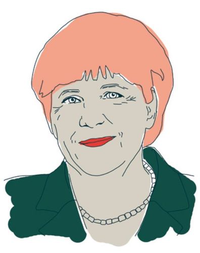 Ein illustriertes Porträt von Angela Merkel