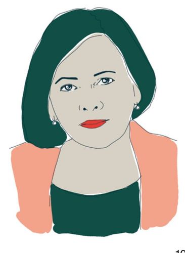Ein illustriertes Porträt von Halla Tómasdóttir